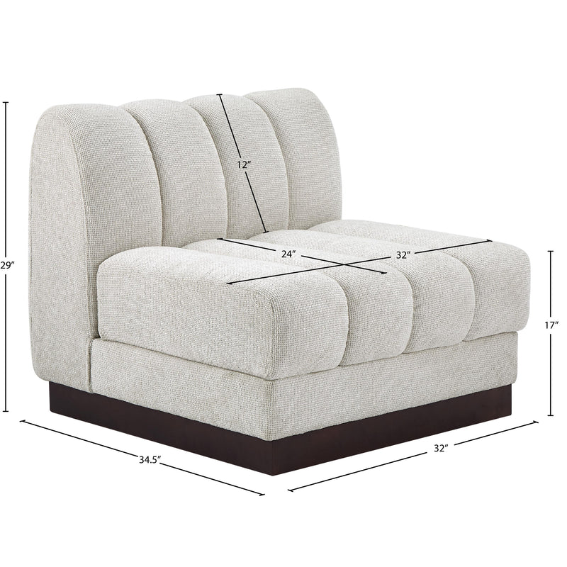 Meridian Quinn Cream Chenille Fabric Armless Chair IMAGE 11