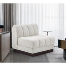 Meridian Quinn Cream Chenille Fabric Armless Chair IMAGE 2