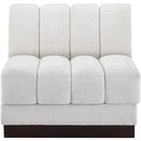 Meridian Quinn Cream Chenille Fabric Armless Chair IMAGE 4