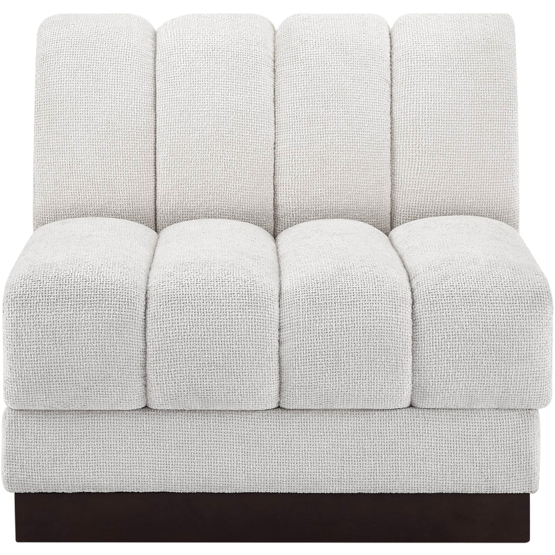 Meridian Quinn Cream Chenille Fabric Armless Chair IMAGE 4