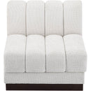 Meridian Quinn Cream Chenille Fabric Armless Chair IMAGE 5