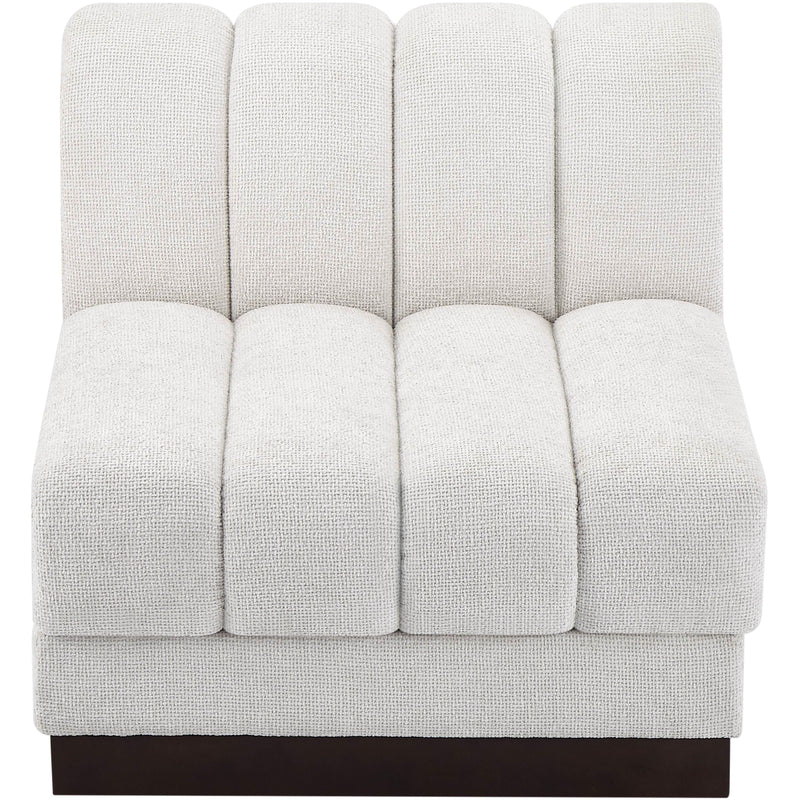 Meridian Quinn Cream Chenille Fabric Armless Chair IMAGE 5