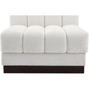 Meridian Quinn Cream Chenille Fabric Armless Chair IMAGE 8