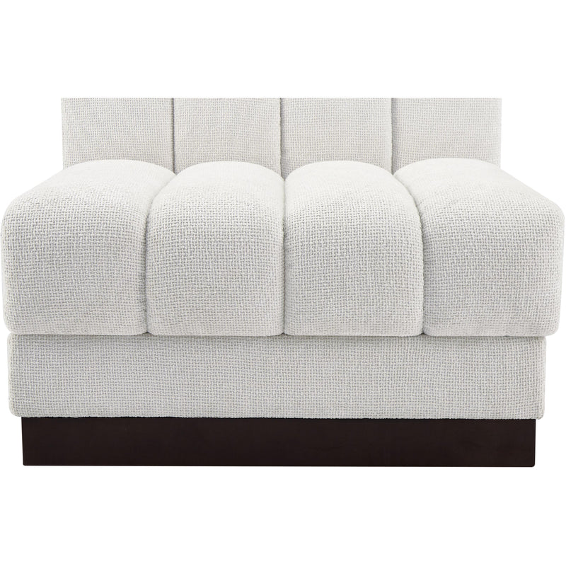 Meridian Quinn Cream Chenille Fabric Armless Chair IMAGE 8