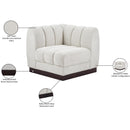 Meridian Quinn Cream Chenille Fabric Corner Chair IMAGE 10