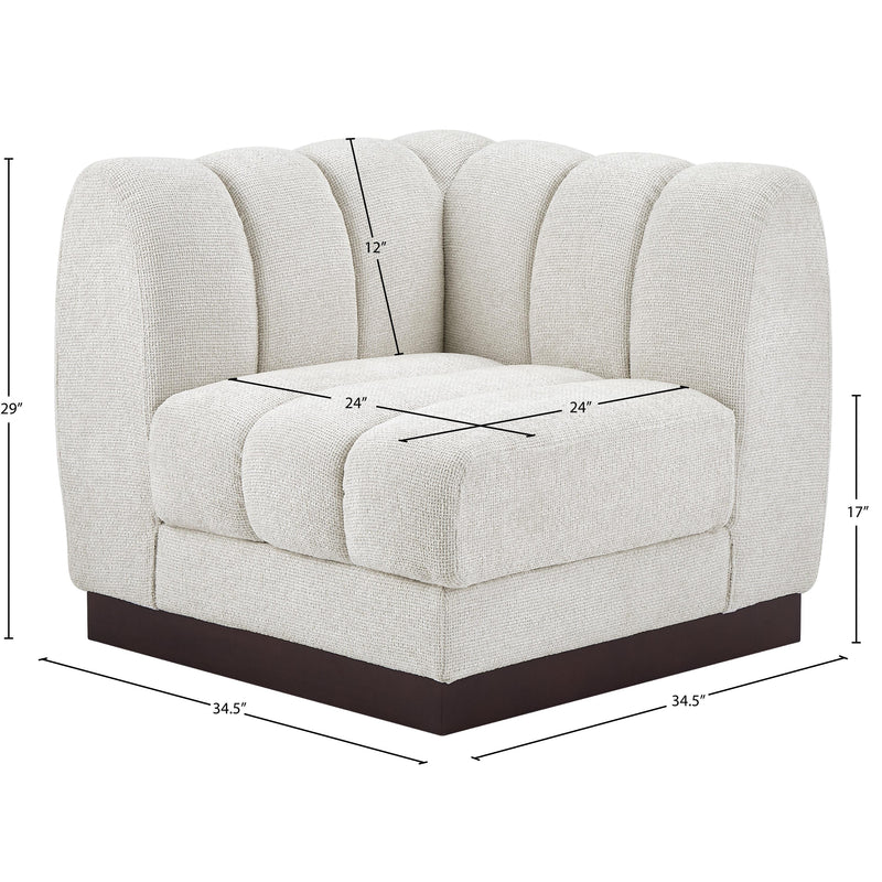 Meridian Quinn Cream Chenille Fabric Corner Chair IMAGE 10