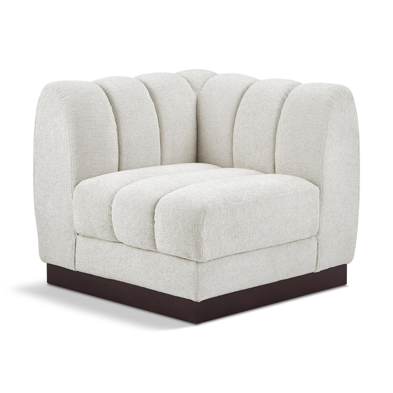 Meridian Quinn Cream Chenille Fabric Corner Chair IMAGE 1