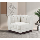 Meridian Quinn Cream Chenille Fabric Corner Chair IMAGE 2