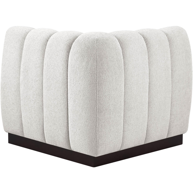 Meridian Quinn Cream Chenille Fabric Corner Chair IMAGE 3