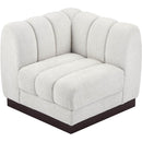 Meridian Quinn Cream Chenille Fabric Corner Chair IMAGE 4