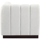Meridian Quinn Cream Chenille Fabric Corner Chair IMAGE 6