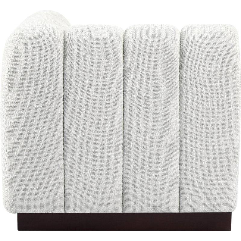 Meridian Quinn Cream Chenille Fabric Corner Chair IMAGE 6