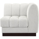 Meridian Quinn Cream Chenille Fabric Corner Chair IMAGE 7