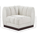 Meridian Quinn Cream Chenille Fabric Corner Chair IMAGE 9