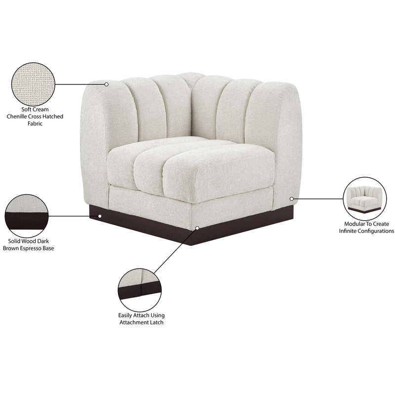 Meridian Quinn Cream Chenille Fabric Corner Chair IMAGE 9