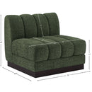 Meridian Quinn Green Chenille Fabric Armless Chair IMAGE 10
