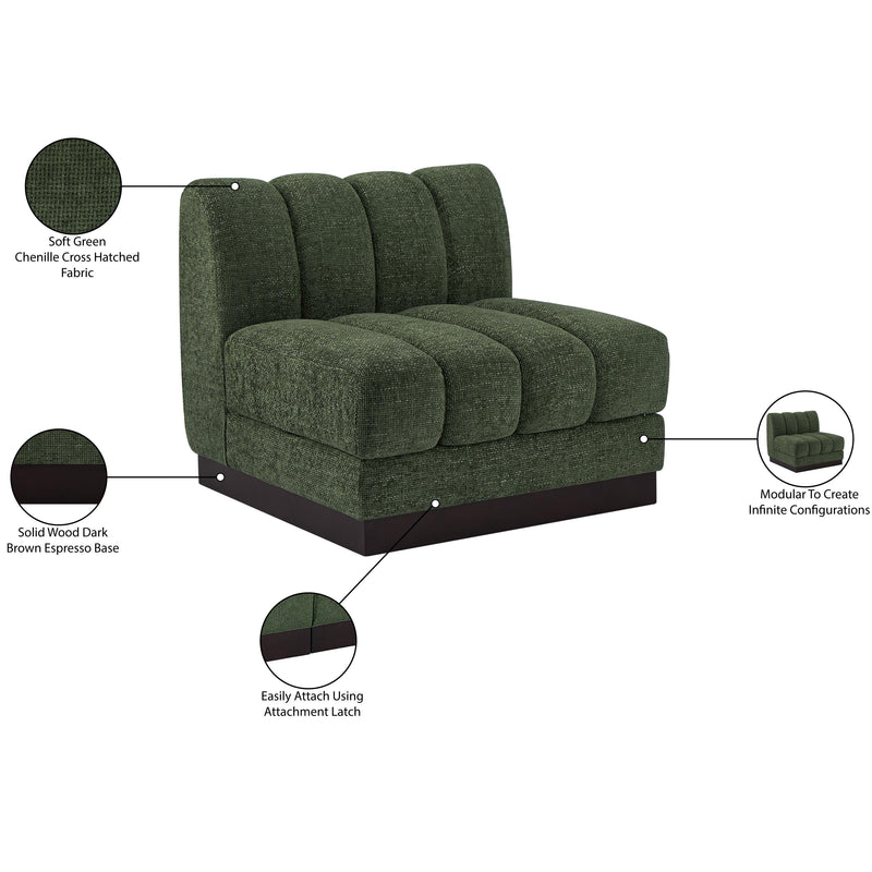 Meridian Quinn Green Chenille Fabric Armless Chair IMAGE 10
