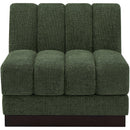 Meridian Quinn Green Chenille Fabric Armless Chair IMAGE 4