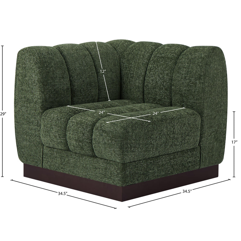 Meridian Quinn Green Chenille Fabric Corner Chair IMAGE 10