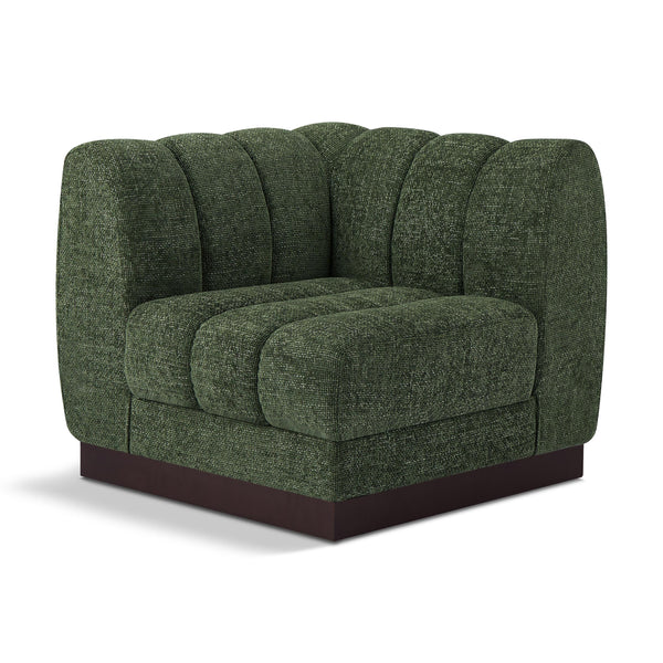 Meridian Quinn Green Chenille Fabric Corner Chair IMAGE 1