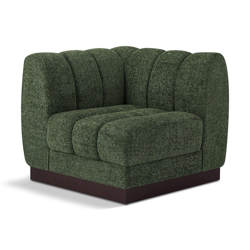 Meridian Quinn Green Chenille Fabric Corner Chair IMAGE 1
