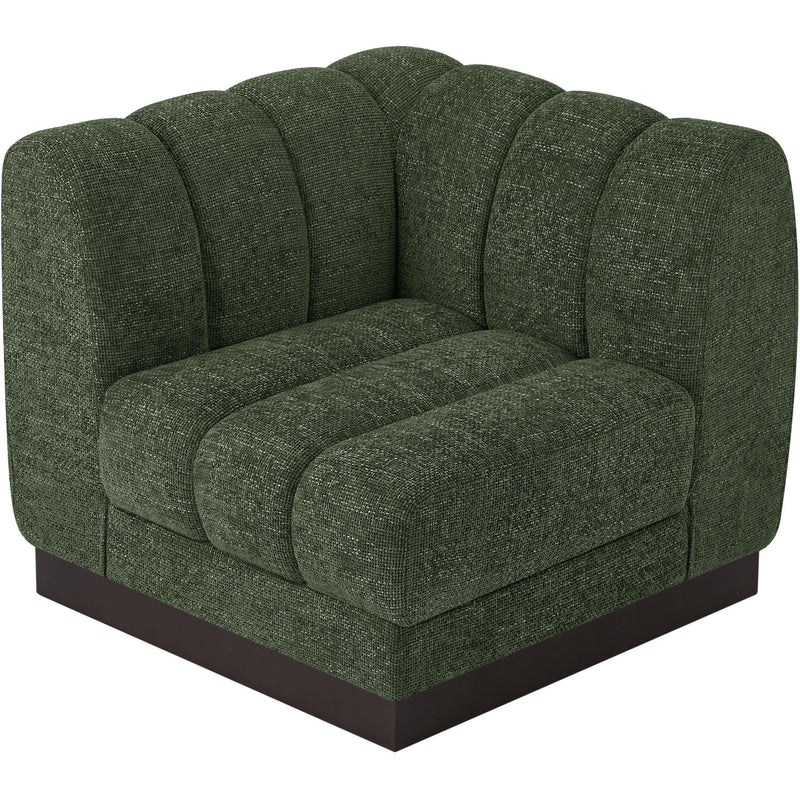 Meridian Quinn Green Chenille Fabric Corner Chair IMAGE 4