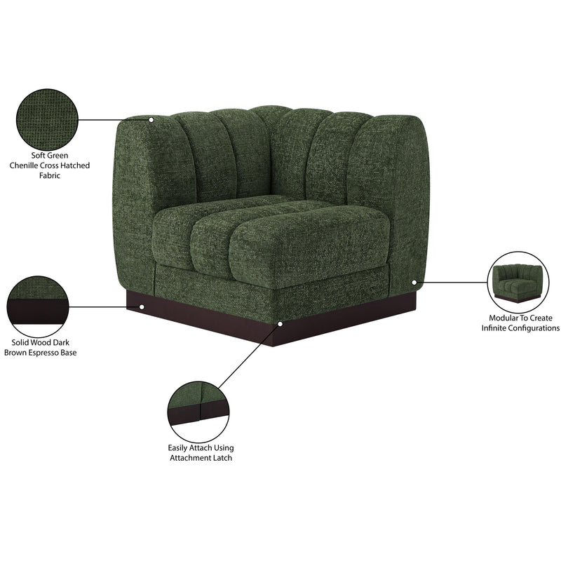 Meridian Quinn Green Chenille Fabric Corner Chair IMAGE 9