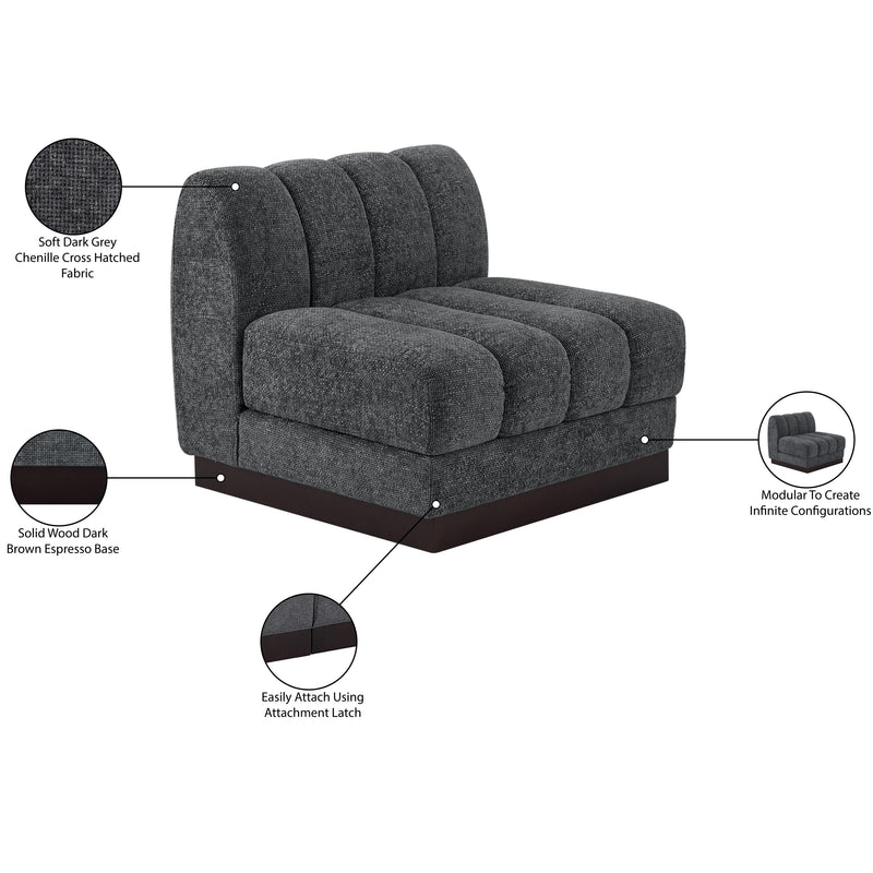 Meridian Quinn Grey Chenille Fabric Armless Chair IMAGE 10