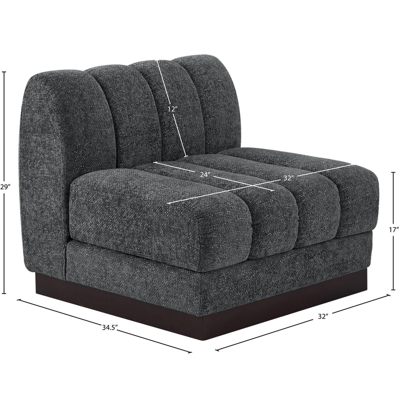 Meridian Quinn Grey Chenille Fabric Armless Chair IMAGE 11