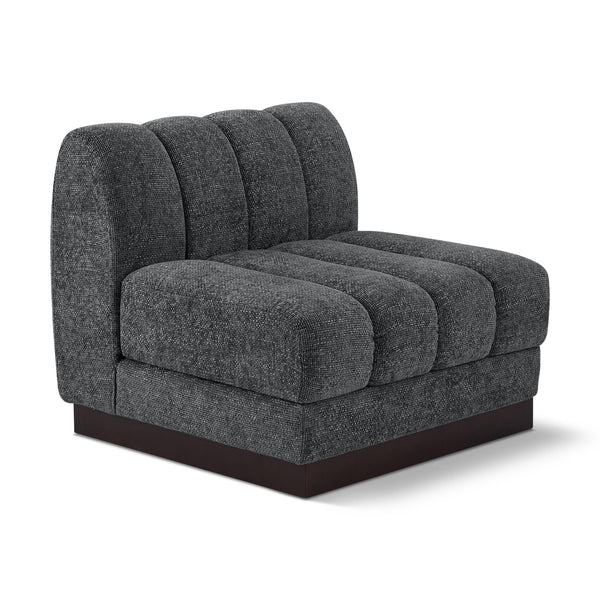 Meridian Quinn Grey Chenille Fabric Armless Chair IMAGE 1
