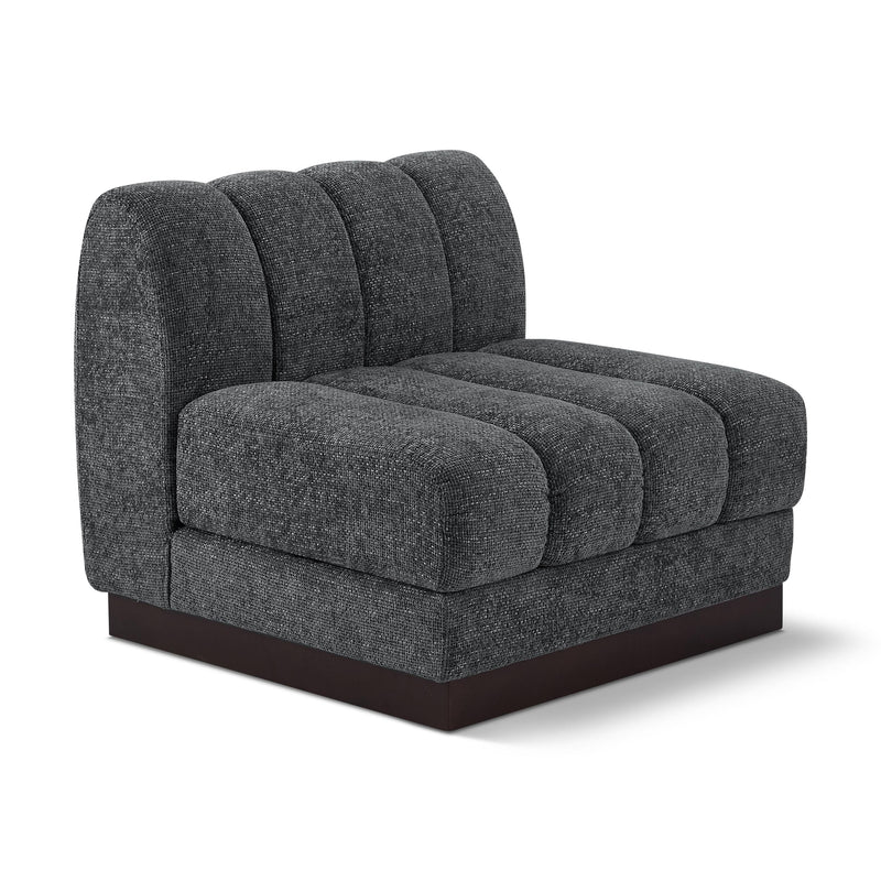 Meridian Quinn Grey Chenille Fabric Armless Chair IMAGE 1