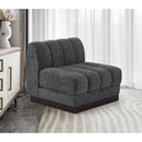 Meridian Quinn Grey Chenille Fabric Armless Chair IMAGE 2