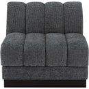 Meridian Quinn Grey Chenille Fabric Armless Chair IMAGE 4