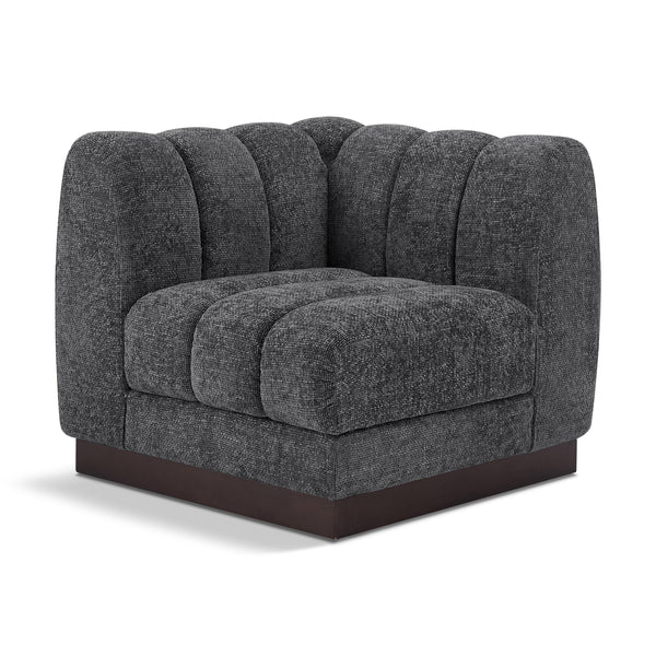 Meridian Quinn Grey Chenille Fabric Corner Chair IMAGE 1