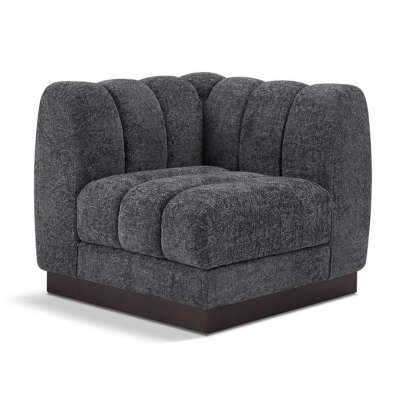 Meridian Quinn Grey Chenille Fabric Corner Chair IMAGE 1