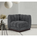 Meridian Quinn Grey Chenille Fabric Corner Chair IMAGE 2