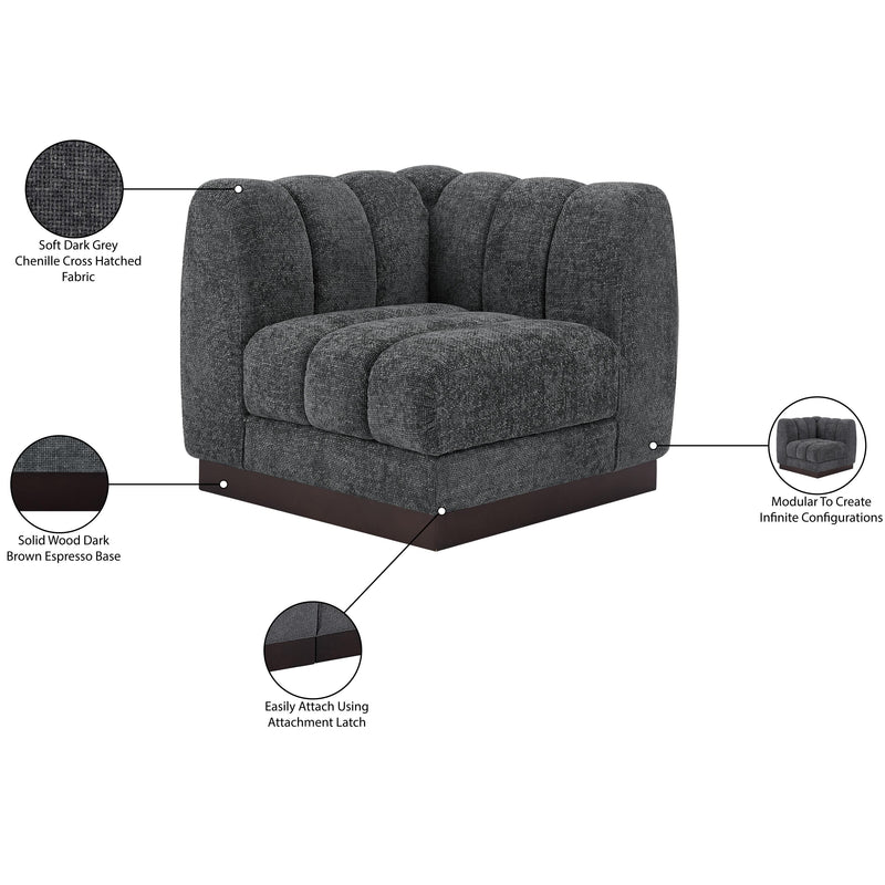 Meridian Quinn Grey Chenille Fabric Corner Chair IMAGE 9