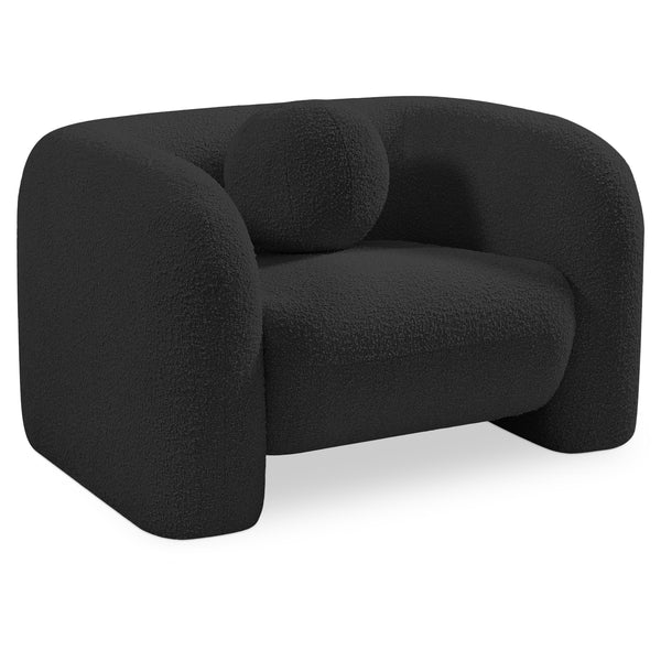 Meridian Emory Black Boucle Fabric Chair IMAGE 1
