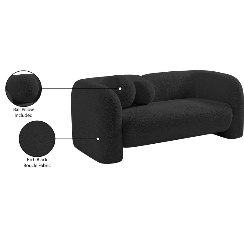 Meridian Emory Black Boucle Fabric Loveseat IMAGE 18
