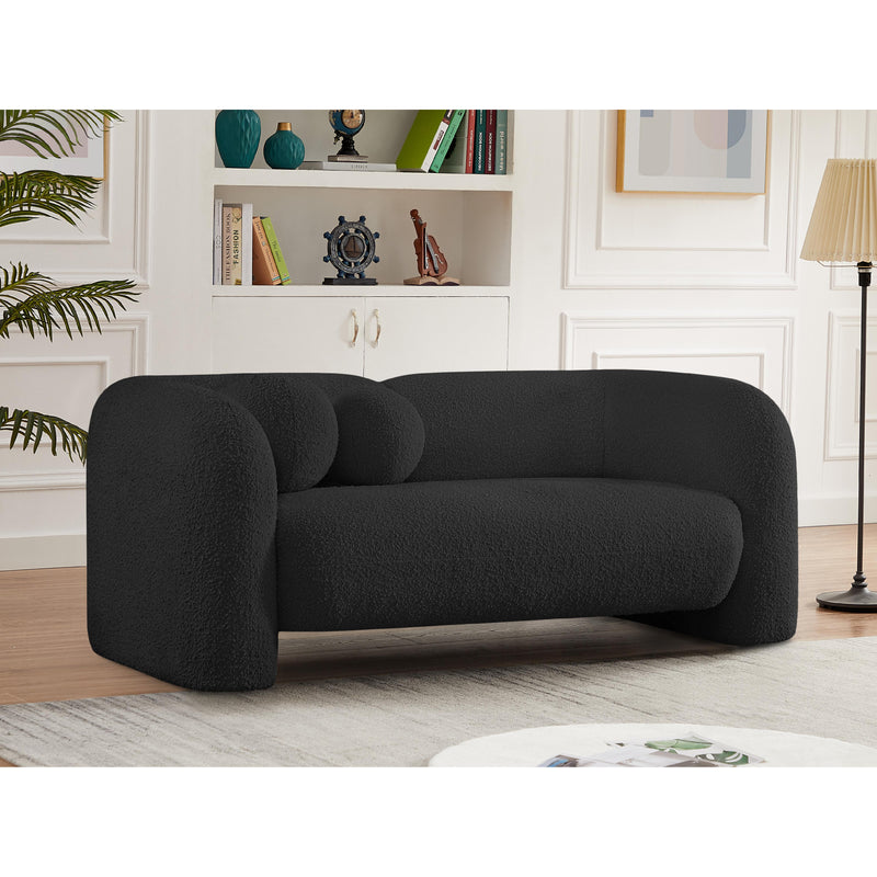 Meridian Emory Black Boucle Fabric Loveseat IMAGE 2