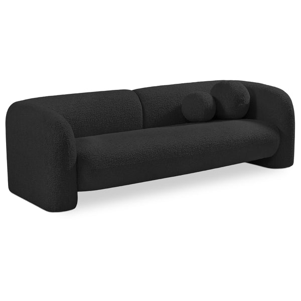 Meridian Emory Black Boucle Fabric Sofa IMAGE 1
