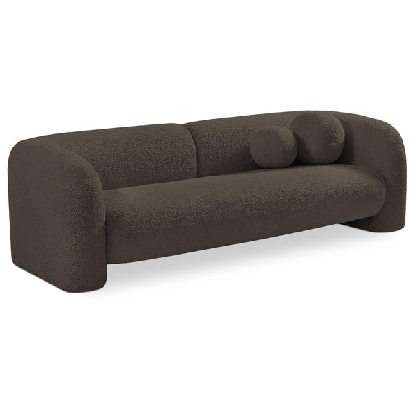 Meridian Emory Brown Boucle Fabric Sofa IMAGE 1