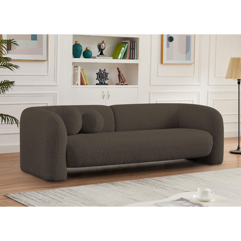 Meridian Emory Brown Boucle Fabric Sofa IMAGE 2
