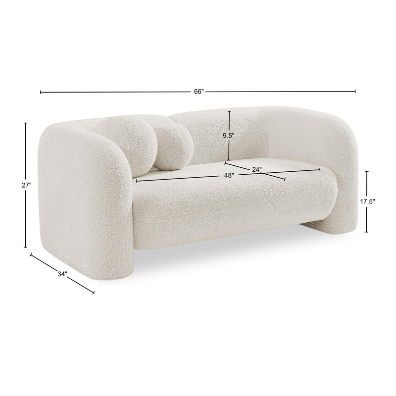 Meridian Emory Cream Boucle Fabric Loveseat IMAGE 17