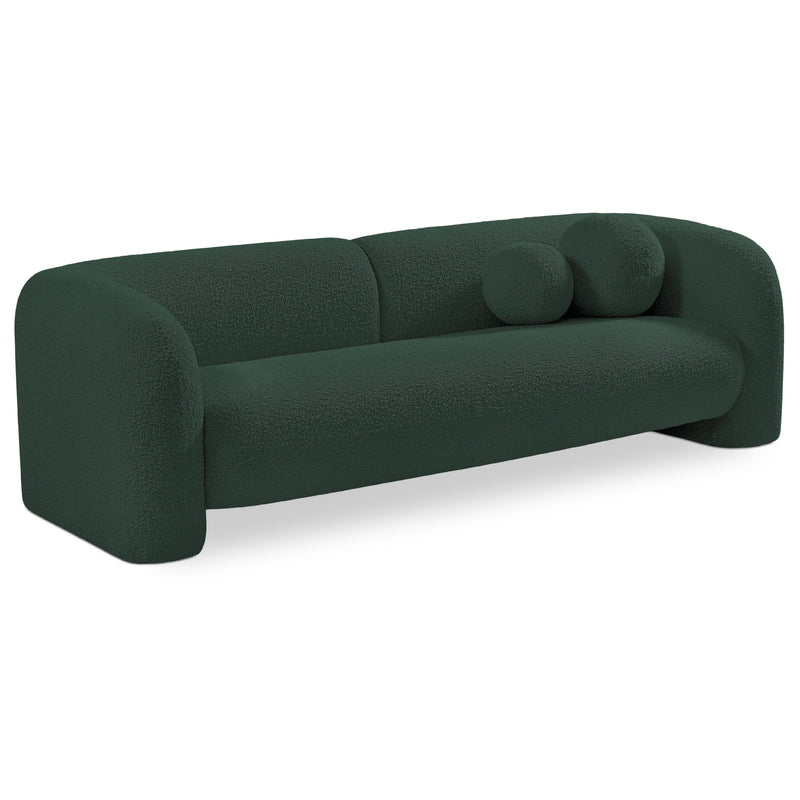 Meridian Emory Green Boucle Fabric Sofa IMAGE 1
