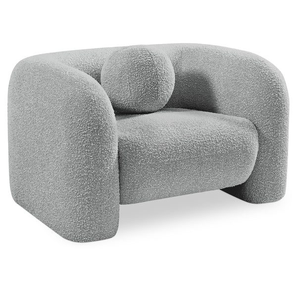 Meridian Emory Grey Boucle Fabric Chair IMAGE 1