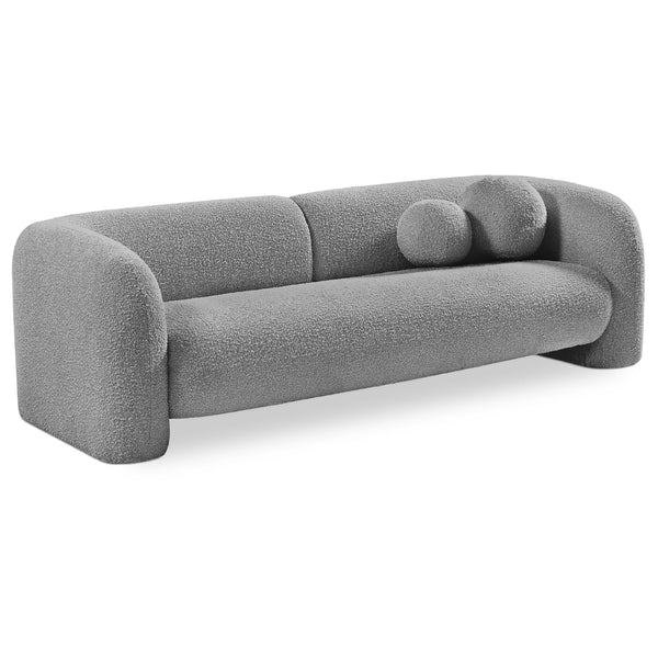 Meridian Emory Grey Boucle Fabric Sofa IMAGE 1