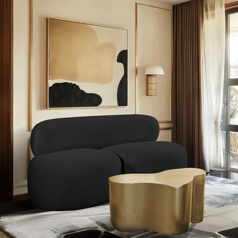 Meridian Venti Black Boucle Fabric Loveseat IMAGE 2