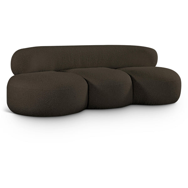 Meridian Venti Brown Boucle Fabric Sofa IMAGE 1