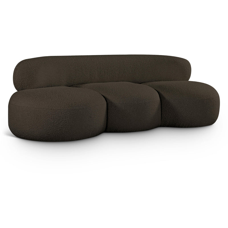 Meridian Venti Brown Boucle Fabric Sofa IMAGE 1